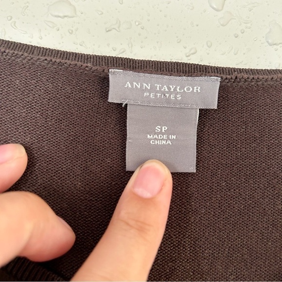 Ann Taylor Brown V-Neck 3/4 Sleeve Sweater SP Neutral Casual Classic Fall - Picture 2 of 5